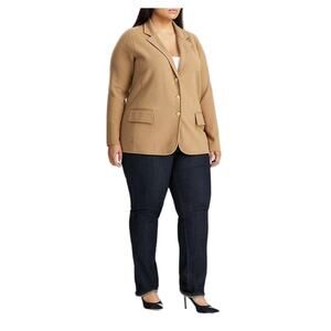 Lauren Ralph Lauren Women’s Plus Combed Cotton Single-Breasted Came Blazer 3X